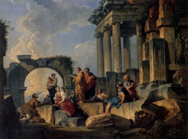 Panini, Giovanni Paolo Ruins with Scene of the Apostle Paul Preaching china oil painting image